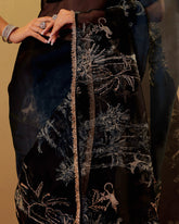 Midnight Blue Organza Embroidary Saree